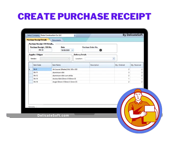 manage purchase receipts in Dubai UAE